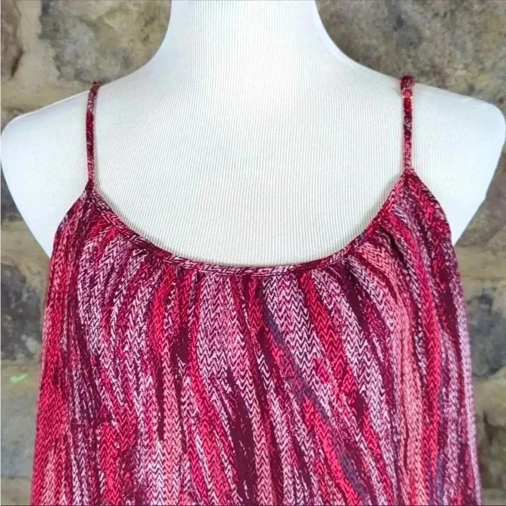 Wayf Raspberry Spaghetti Strap Layered Print Size… - image 4